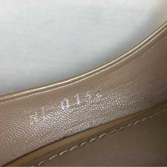 Louis Vuitton Oh Really! Beige Patent Leather Peep Toe Pumps Gold Padlock Heels - Picture 12 of 14